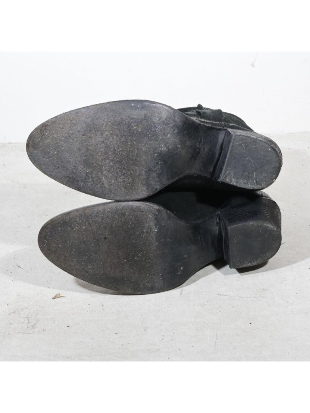 Black Suede Western Ankle Boots Reversed Cuff Texan Almond Toe Made in Italy Wom - Picture 6 of 8